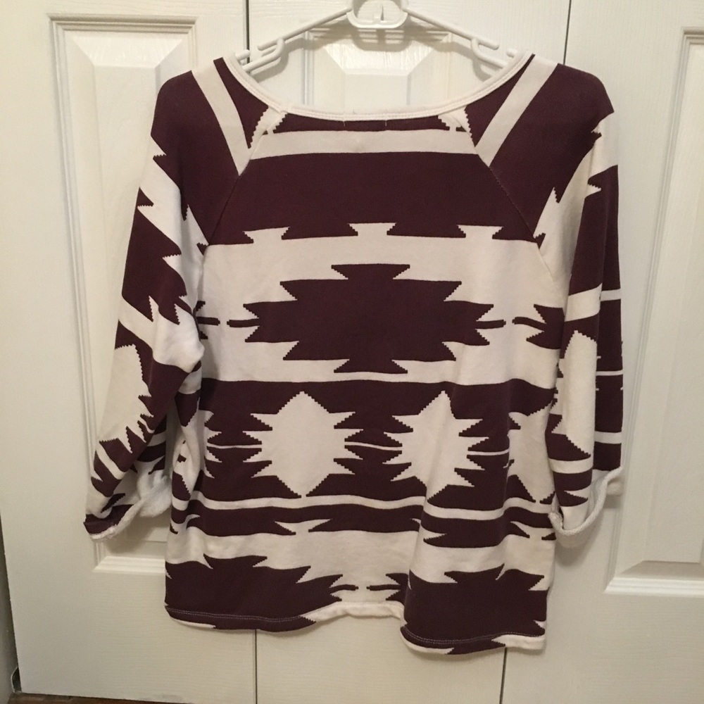 maroon tribal print pullover